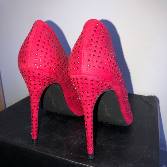 Studded Red Heels - Picture 6 of 8